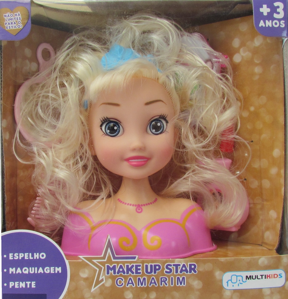 Boneca Make Up Star Loira Camarim P/ Pentear Maquiar Br1503