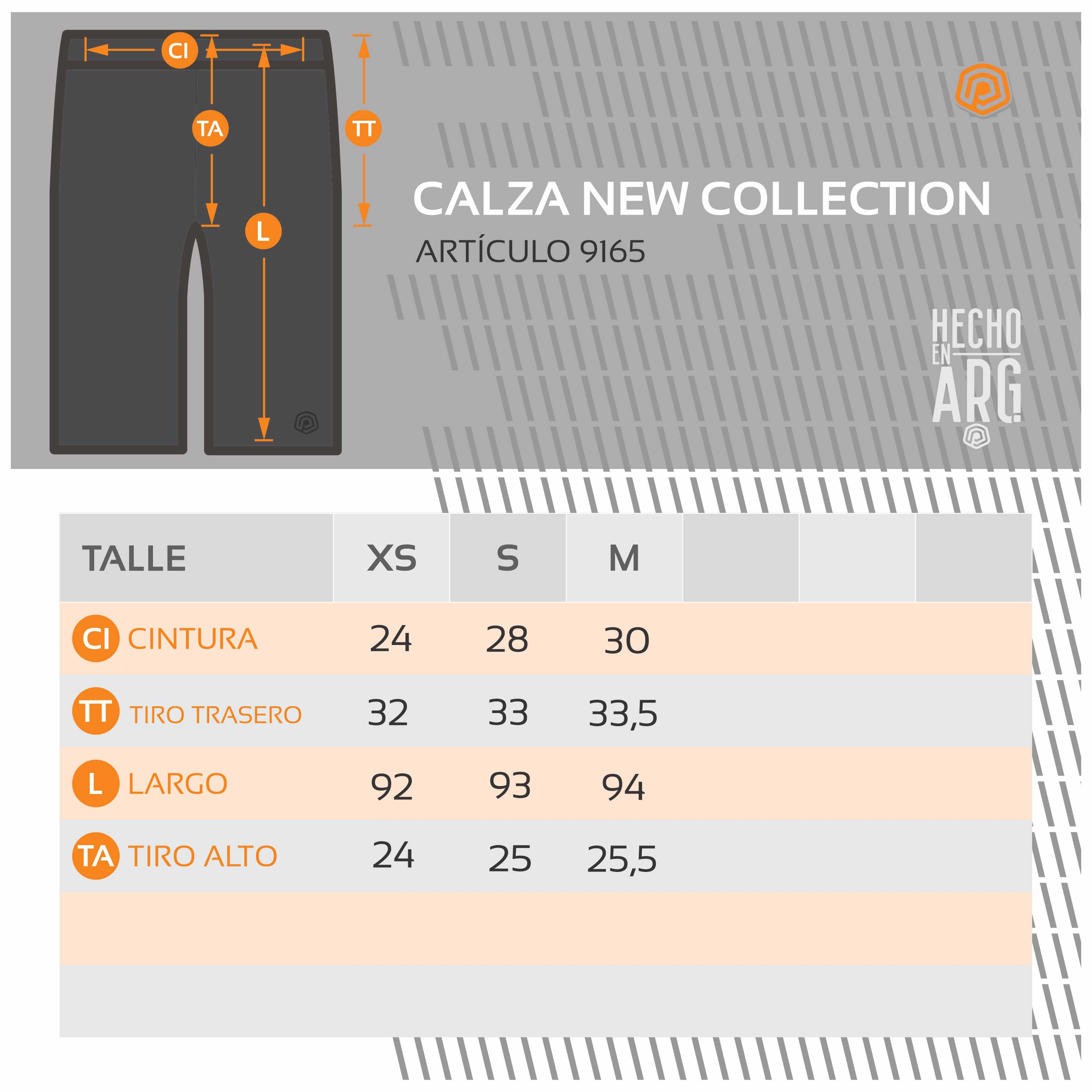 Tabla de talles CALZA NEW 24