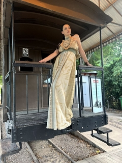 Vestido Gajos c/pechera artesanal