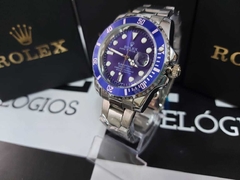 rolex prata e azul