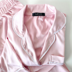 Pijama Longo Com Manga Longa Cetim - MISTÈ- Lingeries e Loungewear