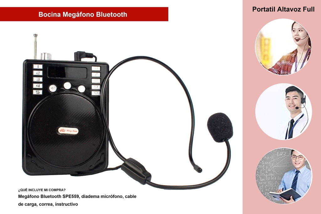 Bocina Megafono Spe-559 Bluetooth Portatil Altavoz –