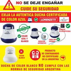 MAXI-DUCHA CALEFON ELECTRICA LORENZETTI 5500 WATTS C/RESISTENCIA ULTRA + PROLONGADOR N/DISEÑO 30 CM LARGO