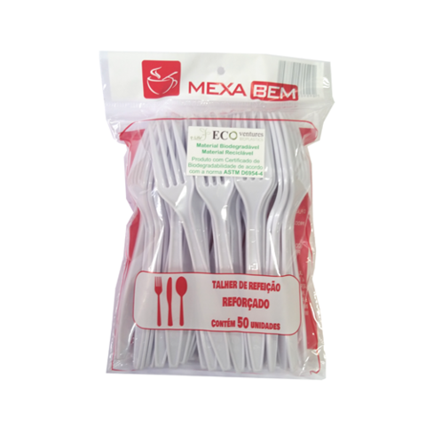 Conjunto Garfo/Faca Biodegradável Branco Mexa Bem c/50un - Simm