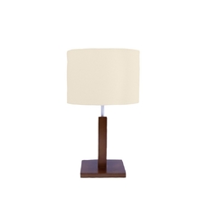 Decoração Abajur Luminária Quarto Madeira Cúpula Algodão Crú bege