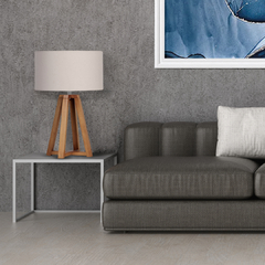 Abajur Grande Sala Quarto Madeira Quadripé Cúpula Tecido Algodão - comprar online