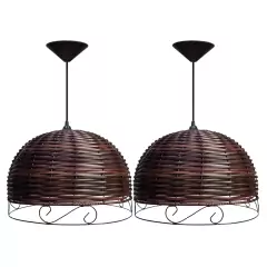 2 Pendentes Lustre Meia Esfera 40 Cm Marina Decorações