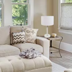 Abajur Sala Quarto Estilo Grande Pé Branco Redondo 50 Cm Cúpula Redonda Branca - comprar online