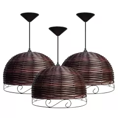 3 Pendentes Lustre Meia Esfera 40 Cm Marina Decorações