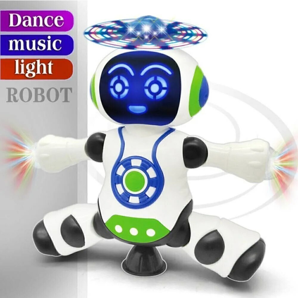 Brinquedo robô de Tambor de bebê, Luz de Rotação de 360°, Projeção