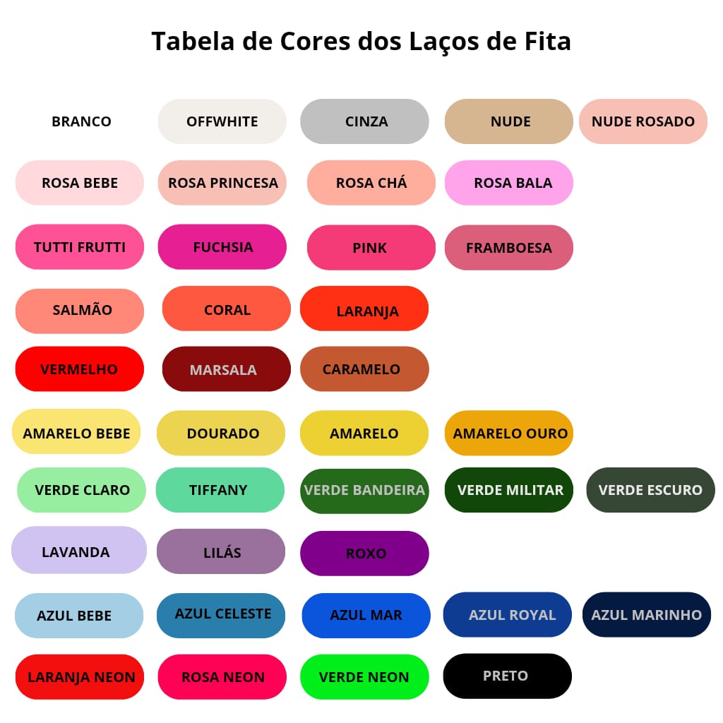 Tabela de Cores dos Laços de Fita