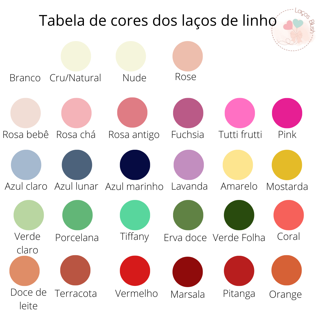 Tabela de Cores do Laços de Linho