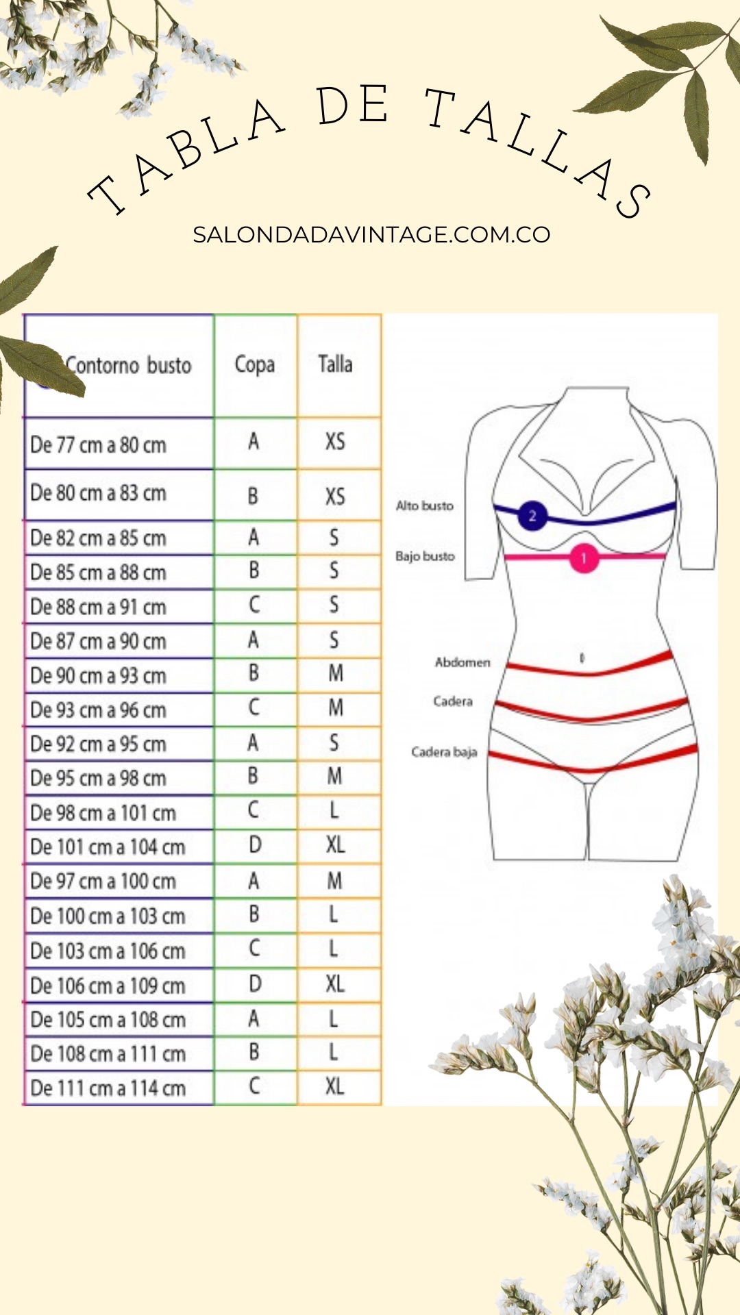 Tabla de tallas