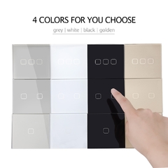 Free Shipping EU Standard 1 2 3 Gang 1 Way Wall Light Controler Home Automation Touch Switch Not Wif Remote Switch Glass Panel - comprar online