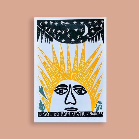 O Sol Do Bom Viver Xilogravura De J Borges 48 X 66 Cm
