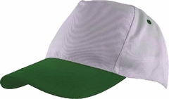 Gorra Lisa 5 Gajos con Abrojo 100% Poliester Blanco c/ Visera Color (LIS504) - tienda online