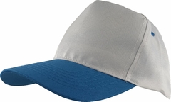 Gorra Lisa 5 Gajos con Abrojo 100% Poliester Blanco c/ Visera Color (LIS504) - Gorros y Sombreros