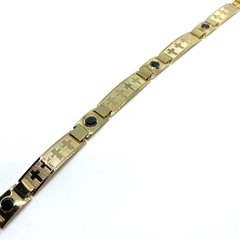 Bracelete Pedra Preta Cruz 21cm