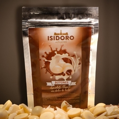 Botones de chocolate blanco con dulce de leche