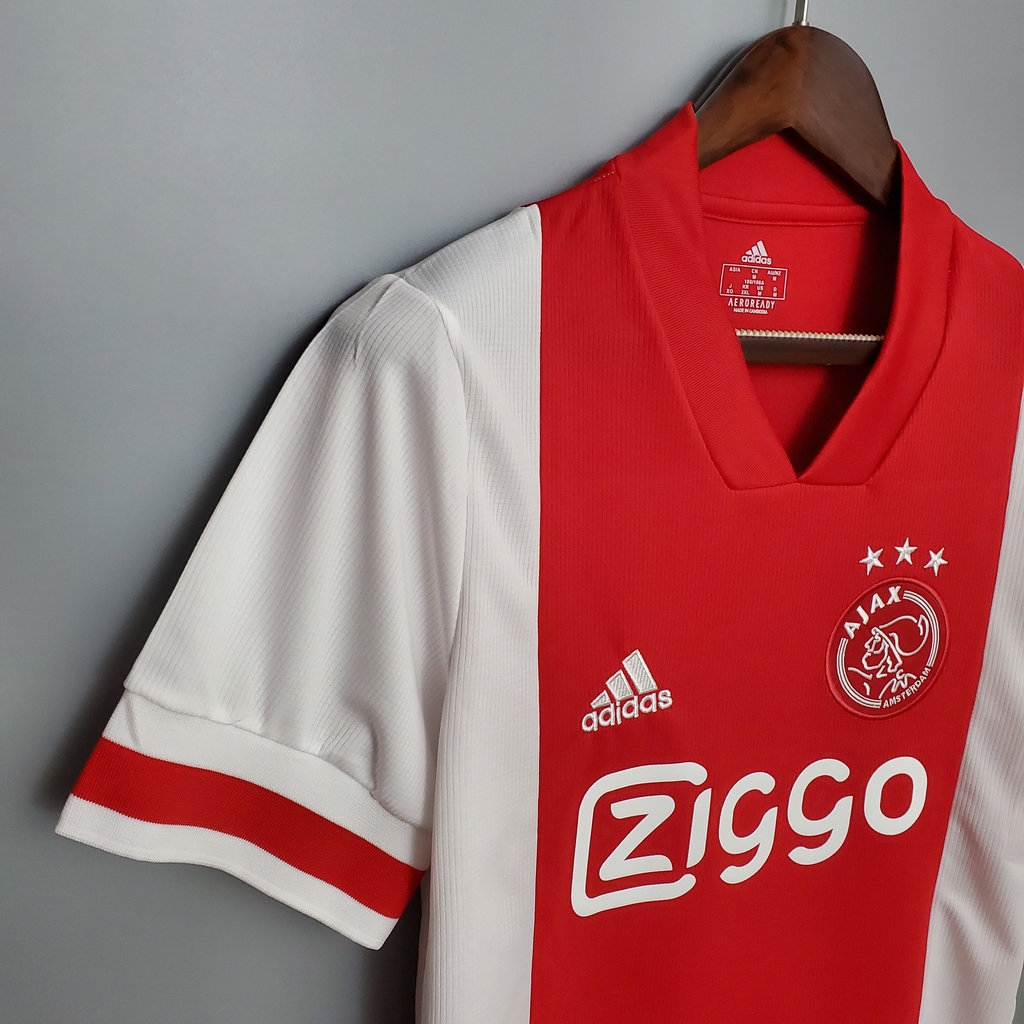 camisa ajax branca e vermelha