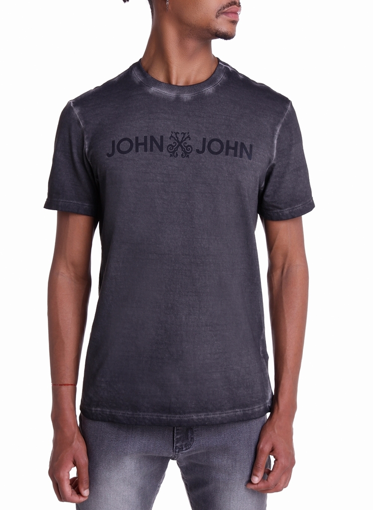 Camiseta John John Logo Masculina Preta - Preto