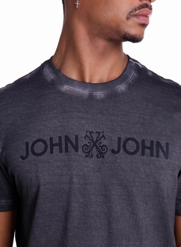 Camiseta John John Masculina JJ Rusty Logo Stone Cinza Chumbo