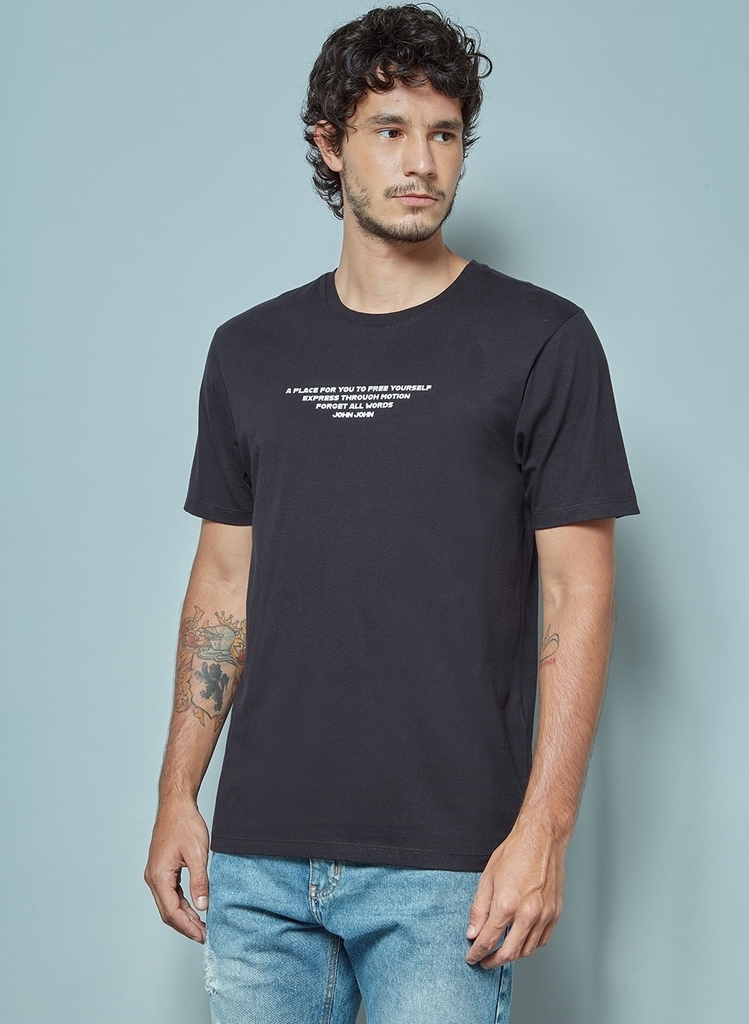 Camiseta John John Logo Preta - Compre Agora