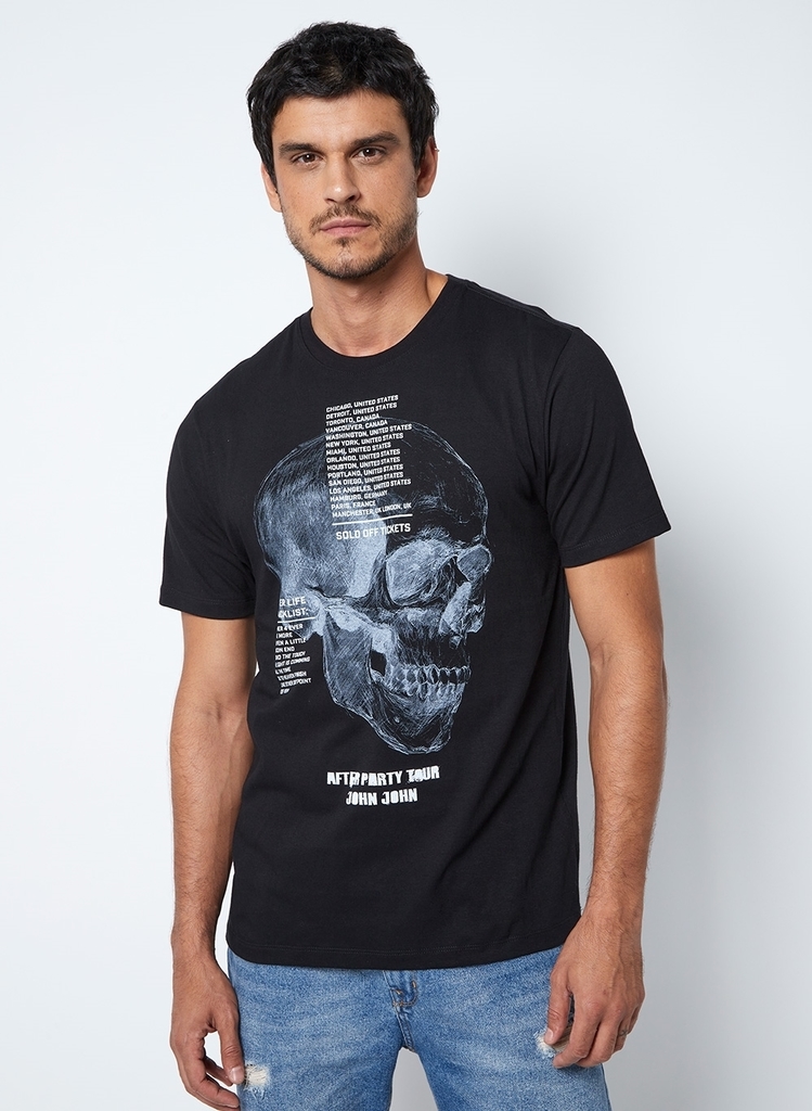 Camiseta John John Caveira Preta