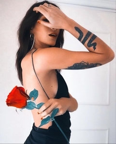 Imagen de VESTIDO FRUNCE STRASS SEDA FRIA