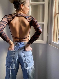 TOP FRUNCE COSTADO TIRAS LARGAS M/L CEBRA - tienda online
