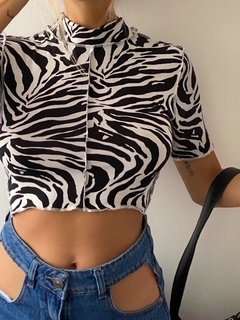 TOP POLERA COSTURAS M/C CEBRA