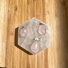 pingente quartzo rosa rolada