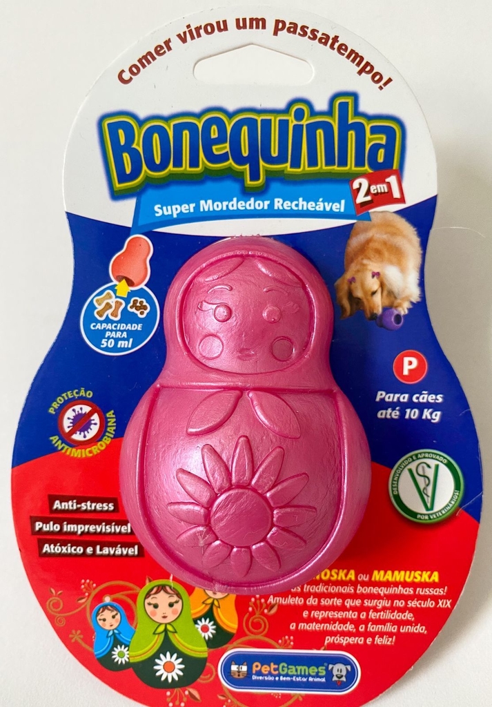 Brinquedo Mordedor Pet Games Bonequinha Rosa