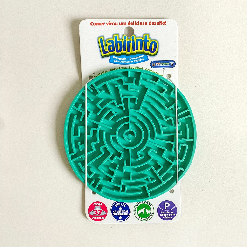 Labirinto Verde-Água P Pet Games-Tapete para Lamber e Comedouro