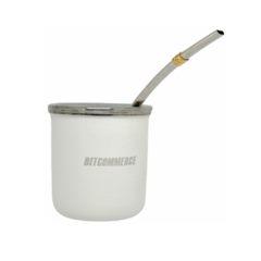 MATE BITCOIN BLANCO + BOMBILLA ACERO - tienda online
