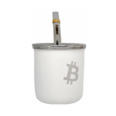 MATE BITCOIN BLANCO + BOMBILLA ACERO - comprar online