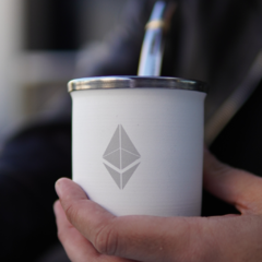 Imagen de MATE ETHEREUM BLANCO + BOMBILLA ACERO