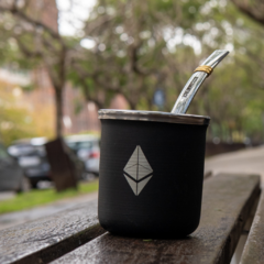 Imagen de MATE ETHEREUM NEGRO + BOMBILLA ACERO