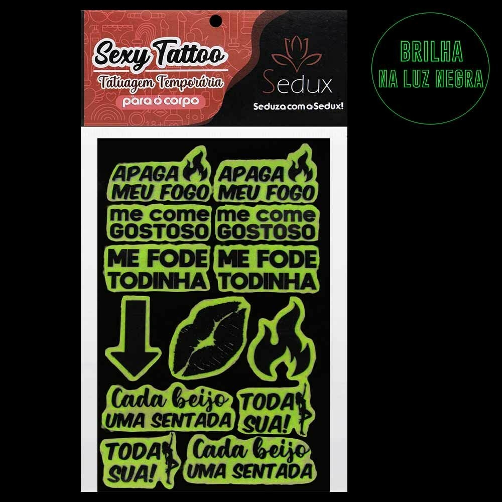 Tatuagem Temporária Faz um PIX Cartela com Frases - Sedux