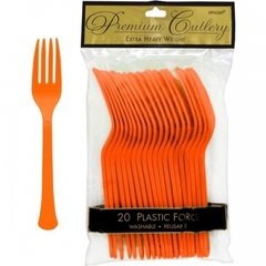 Tenedor desechable color naranja