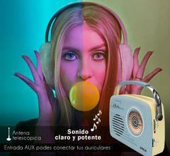 Radio Vintage Parlante Bluetooth Portatil Spica Sp120 Am/fm celeste