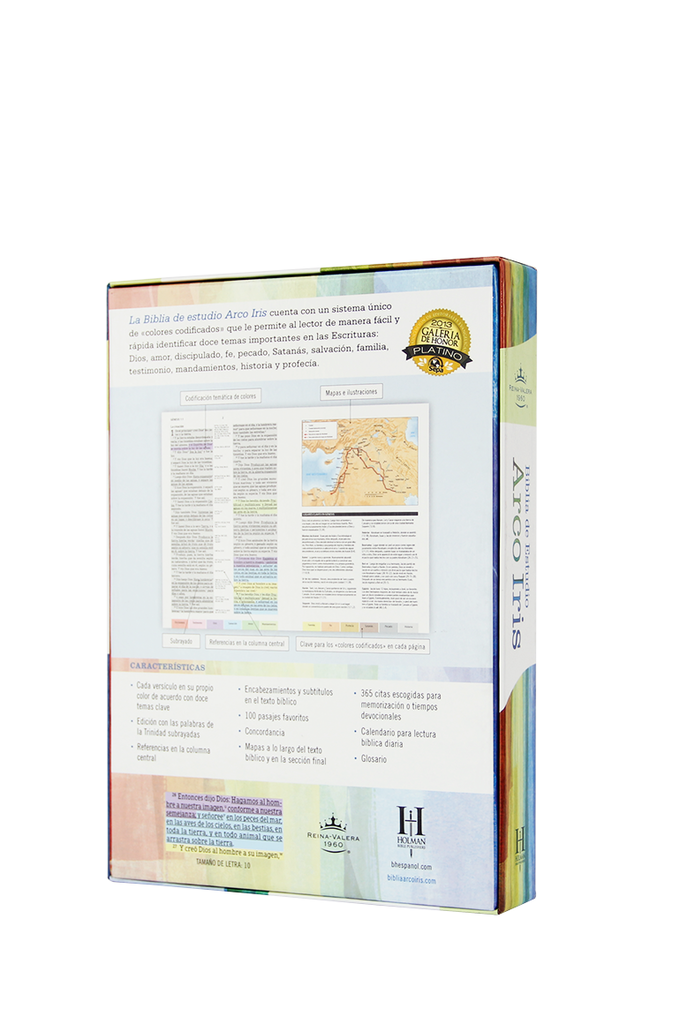 Biblia De Estudio Rvr60 Arcoiris Negro Semil Piel Nueva