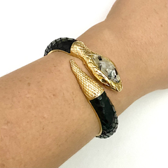 Bracelete Semijoia Cobra Quartzo Python
