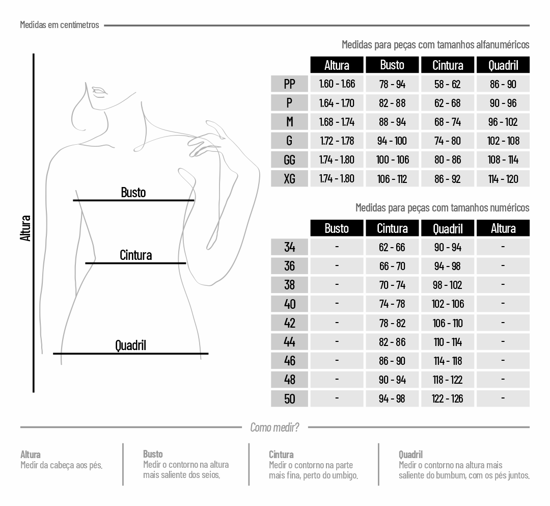 Loja Online De Rooze Boutique Guia De Medidas 8611