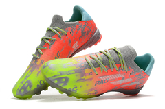 chuteira adidas prata e laranja