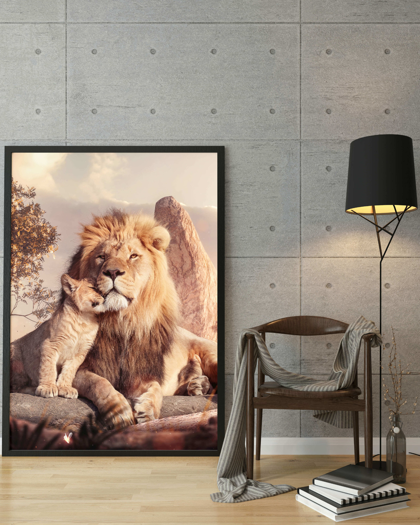 Quadros Decorativo Leão e Tigre 3D Kit com 2 Quadros