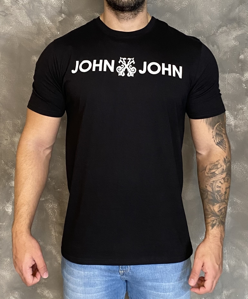 Camiseta John John Logo Preta - Faz a Boa!