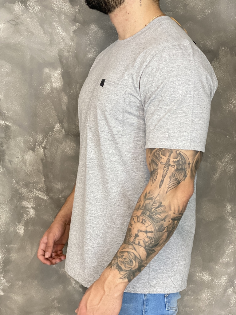 Camiseta John John Basic Logo Mescla Masculina Cinza - Compre Agora