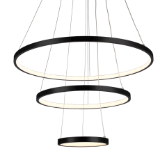 Colgante Aros de LED 77W. Negro. Luz Cálida - MARKAS-