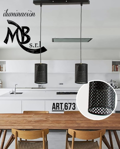 COLGANTE CHAPA ARTISTICO 2 LUCES MB - NEGRO MATE- CILINDRO MINI